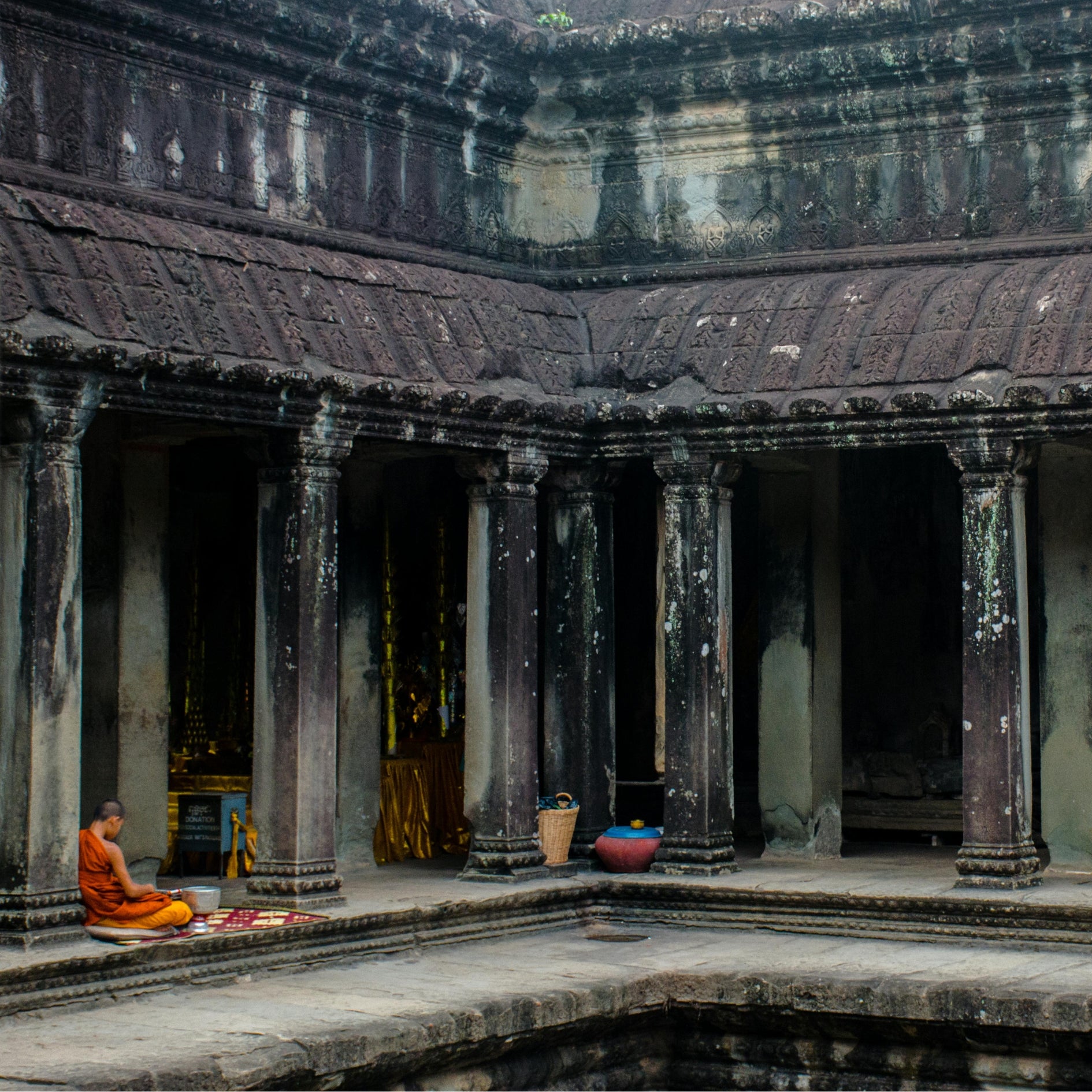 Kambodscha Tempel mit Mönch
