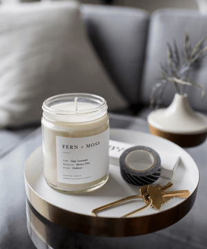 Hand Poured Brooklyn Candle Studio Scented Candle Fern + Moss Mood Photo with Furnishings