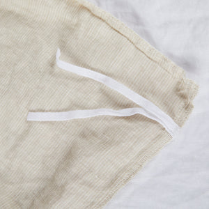 Linen duvet cover beige striped bow -Detail view