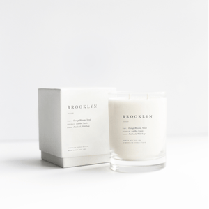 Brooklyn scented candle. Hand-poured with 100% soy wax.