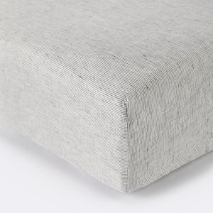 Linen fitted sheet, gray striped - By Native
