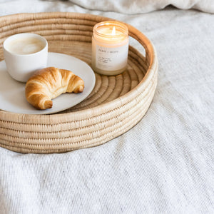 Stonewashed linen comforter cover, gray striped - By Native