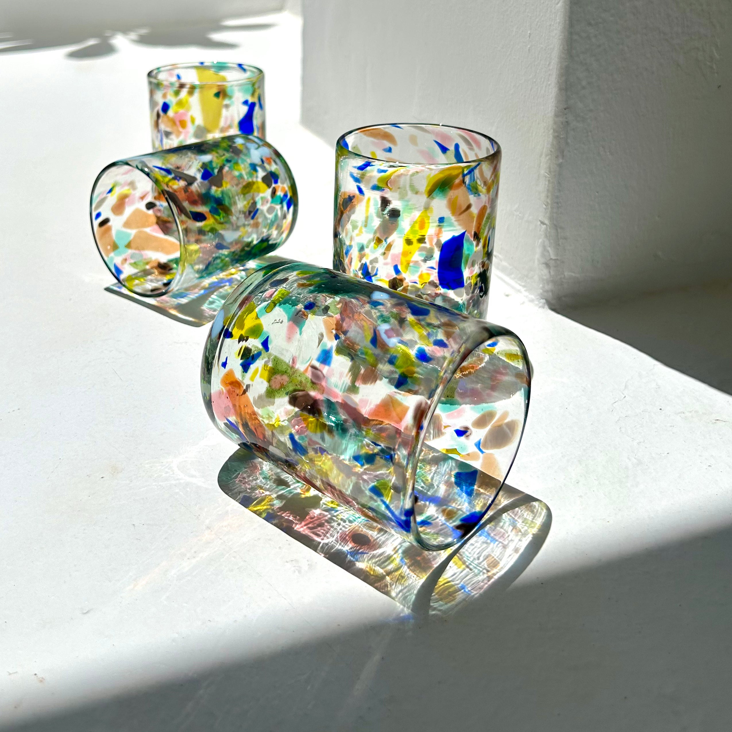 Bunte Trinkgläser Terrazzo, 4er Set mundgeblasen – By Native