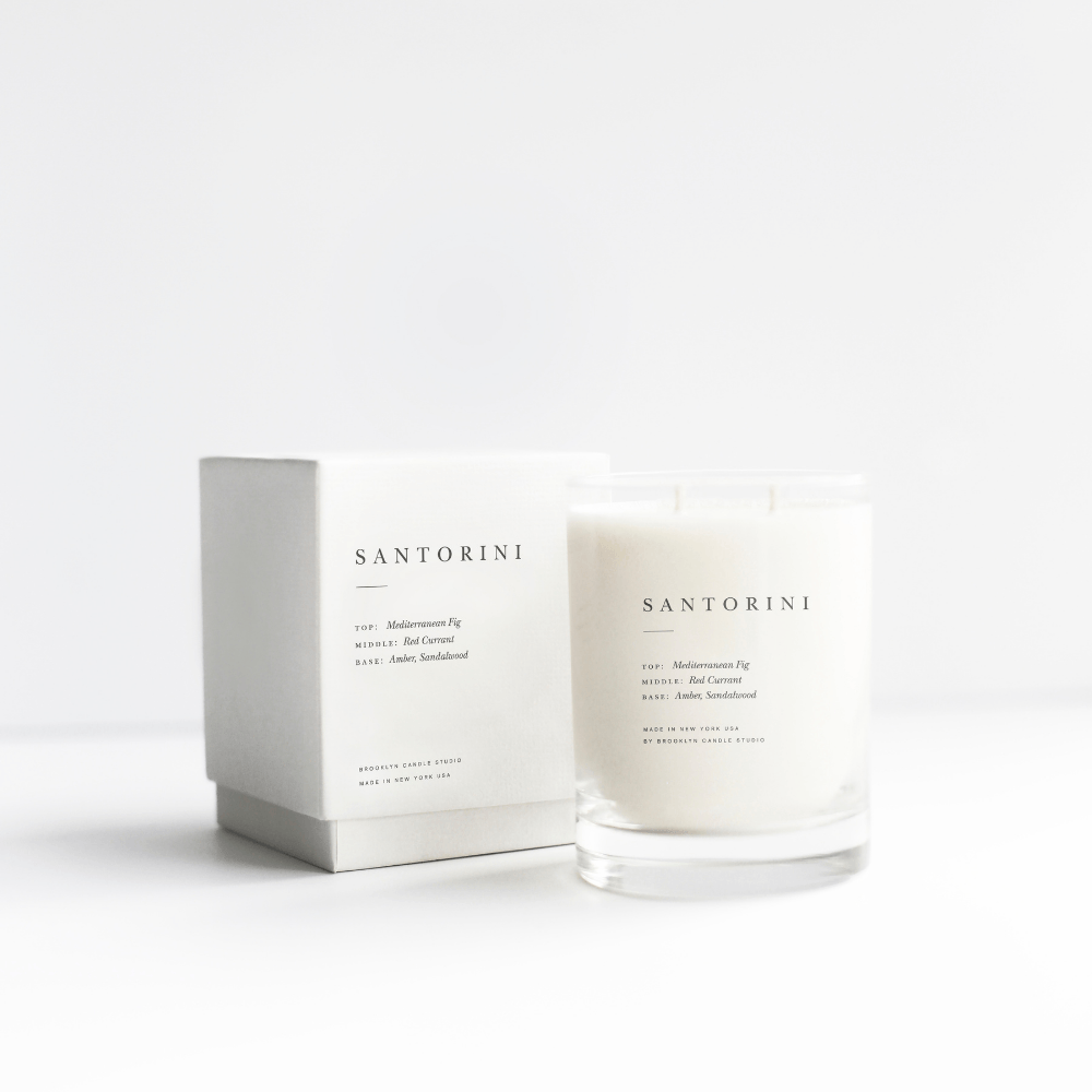 Brooklyn Candle Studio scented candle Santorini series Escapist. Hand poured with 100% soy wax. By Native