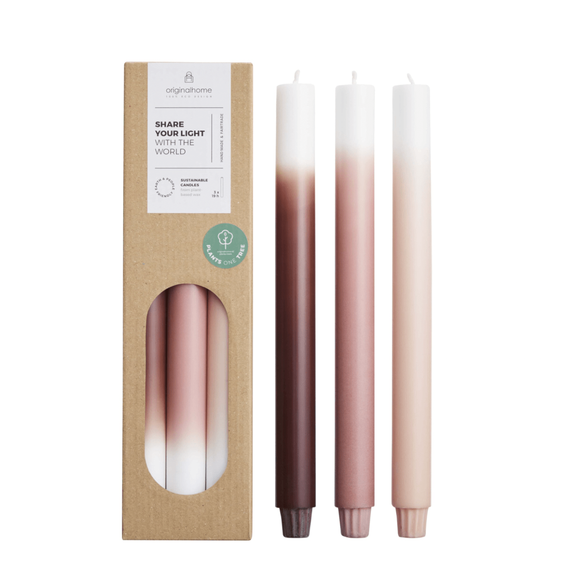 3er Set Kerzen Farbverlauf Dusty Rose, Originalhome - By Native