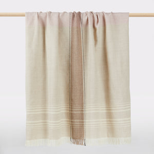 Gorgeous baby alpaca blanket in a combination of gray, beige, and natural 