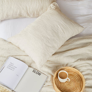 Leinen Kissenbezug beige gestreift - By Native