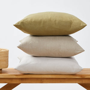 Linen pillow in olive, natural and silver gray - By Native