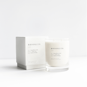Brooklyn scented candle. Hand-poured with 100% soy wax.