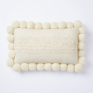 Back Pom Pom Cushion Rectangle "Salta" in 100% Virgin Wool - BY NATIVE
