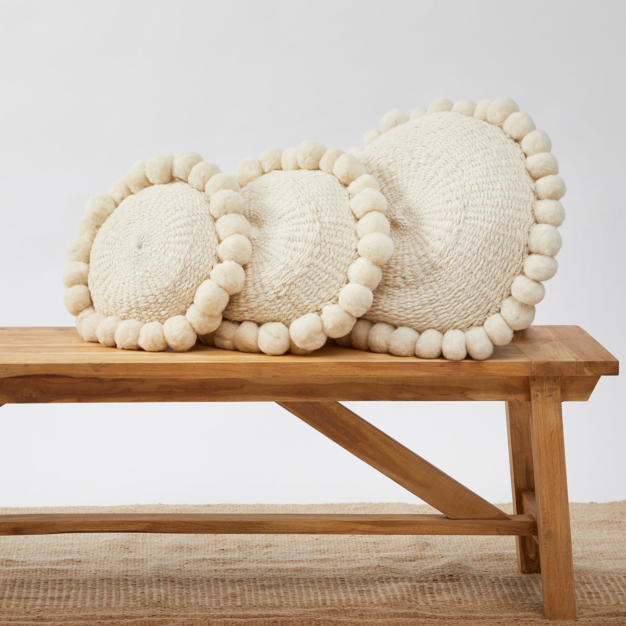 Salta Pom Pom Cushion Round, Large, Medium and Small - By Native