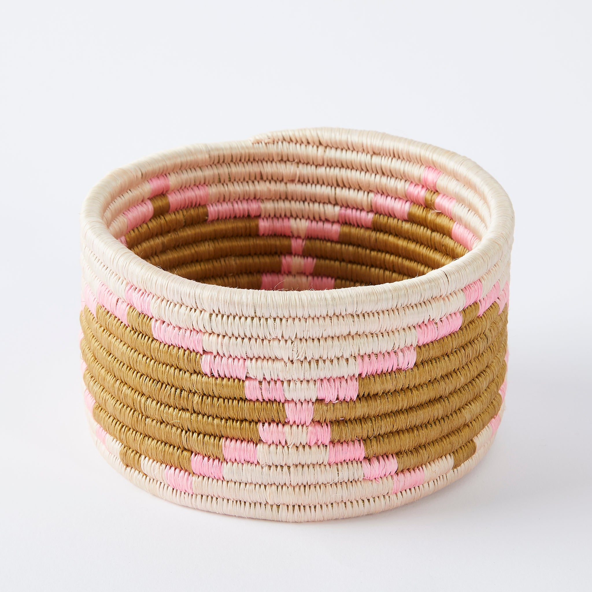 Kleine Korbschale in rosa und weiß – By Native