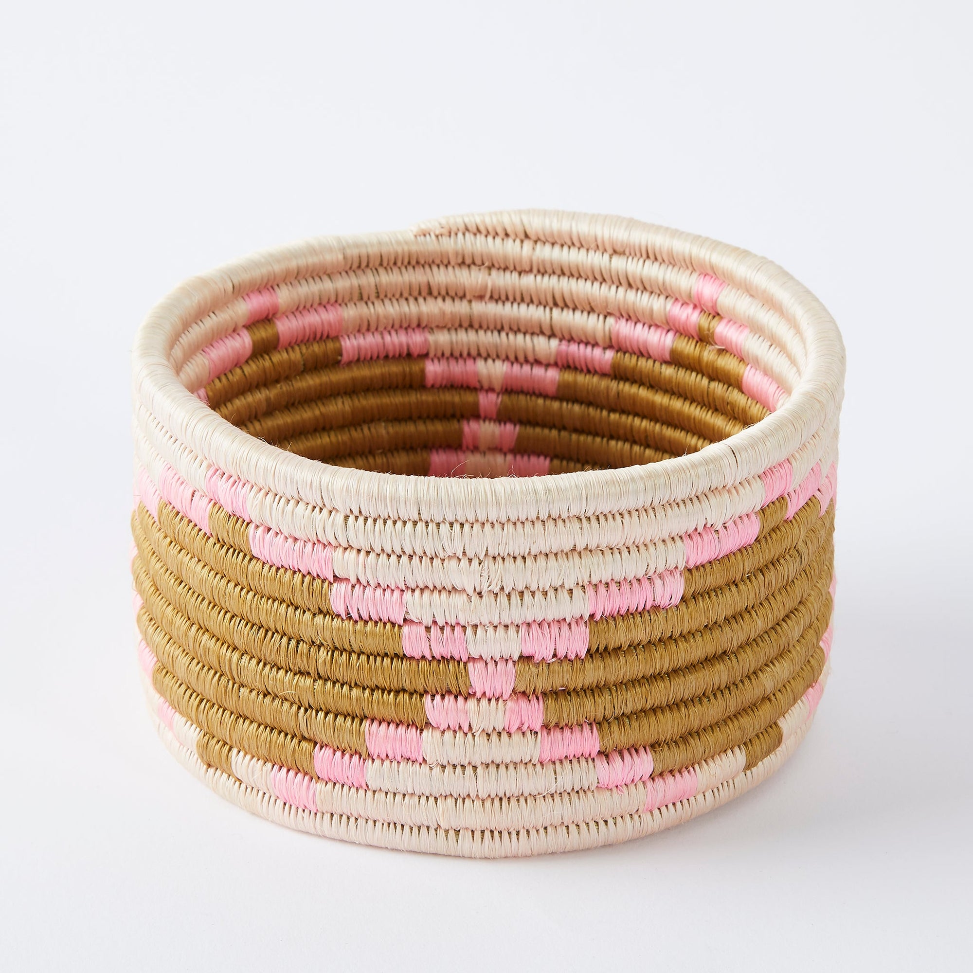 Kleine Korbschale in rosa und weiß – By Native
