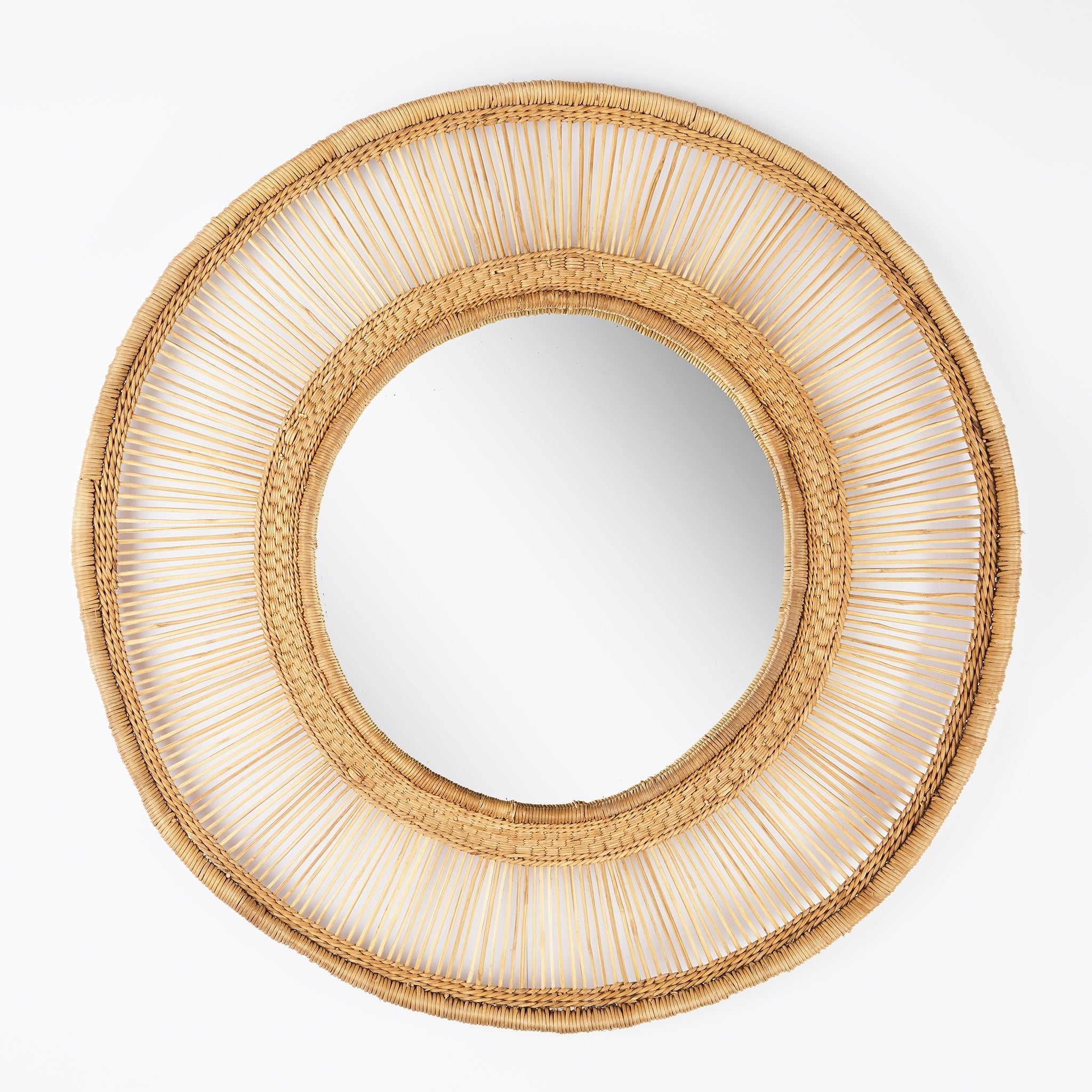 Rattan Mirror Malawi Sun, Round - By Native