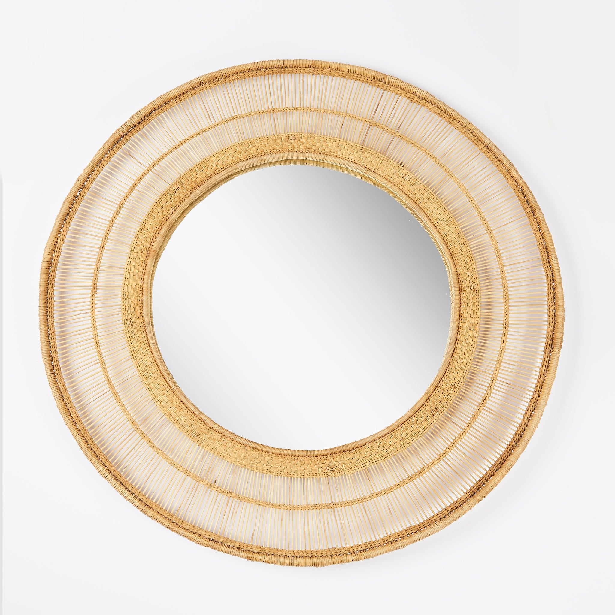 Rattan Mirror Malawi Sun, Round - By Native