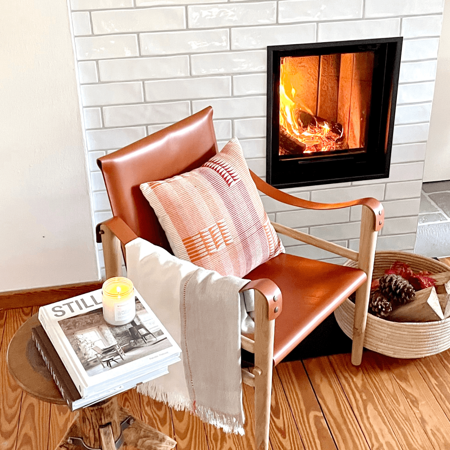 Safari armchair by the fireplace- By Native