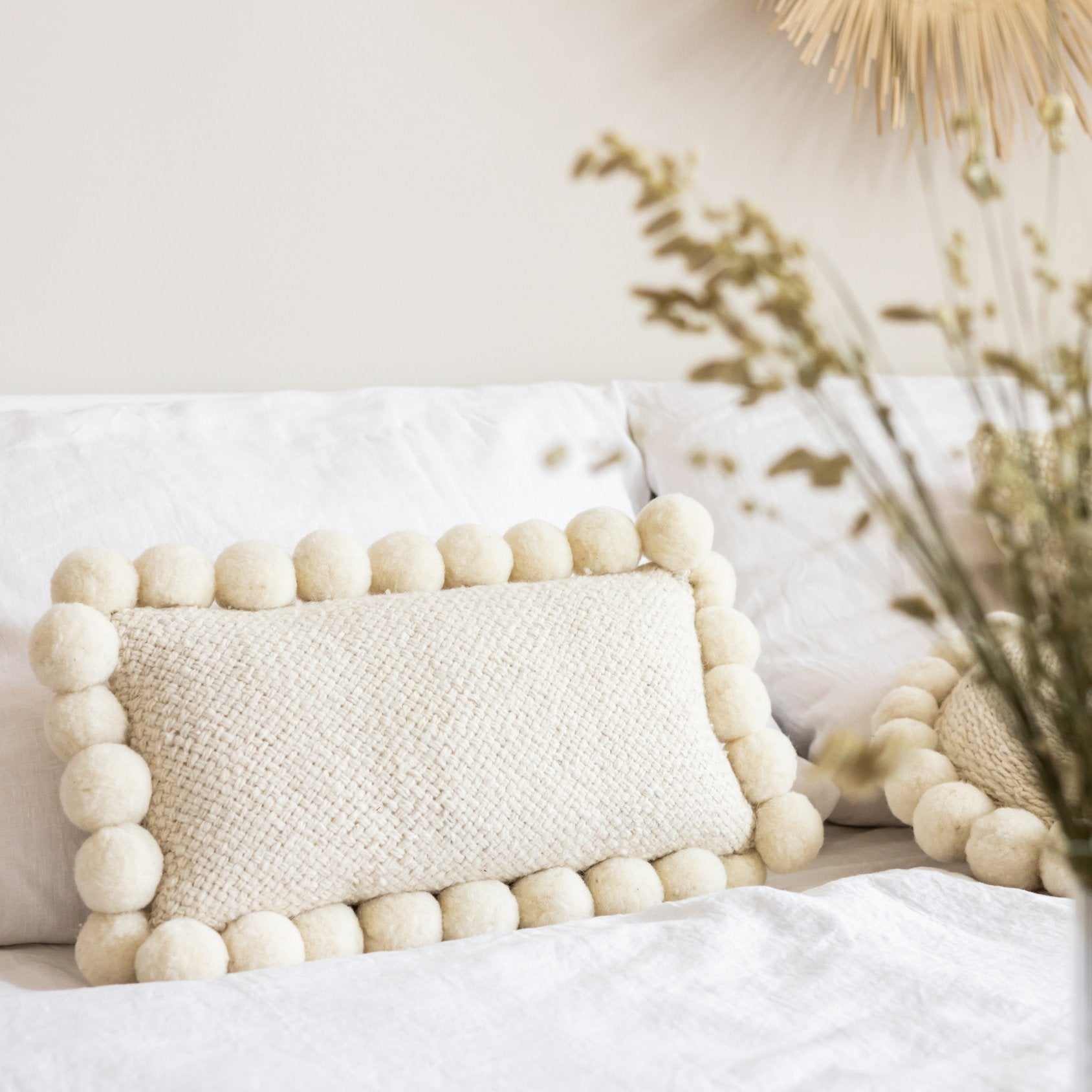 Salta Pom Pom Cushion, Rectangle - By Native