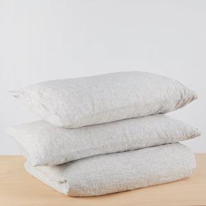 Stonewashed Leinen Bettwäsche Set, grau gestreift - By Native
