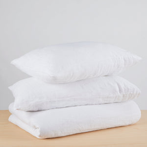 Stonewashed Leinen Bettwäsche Set, weiss - By Native