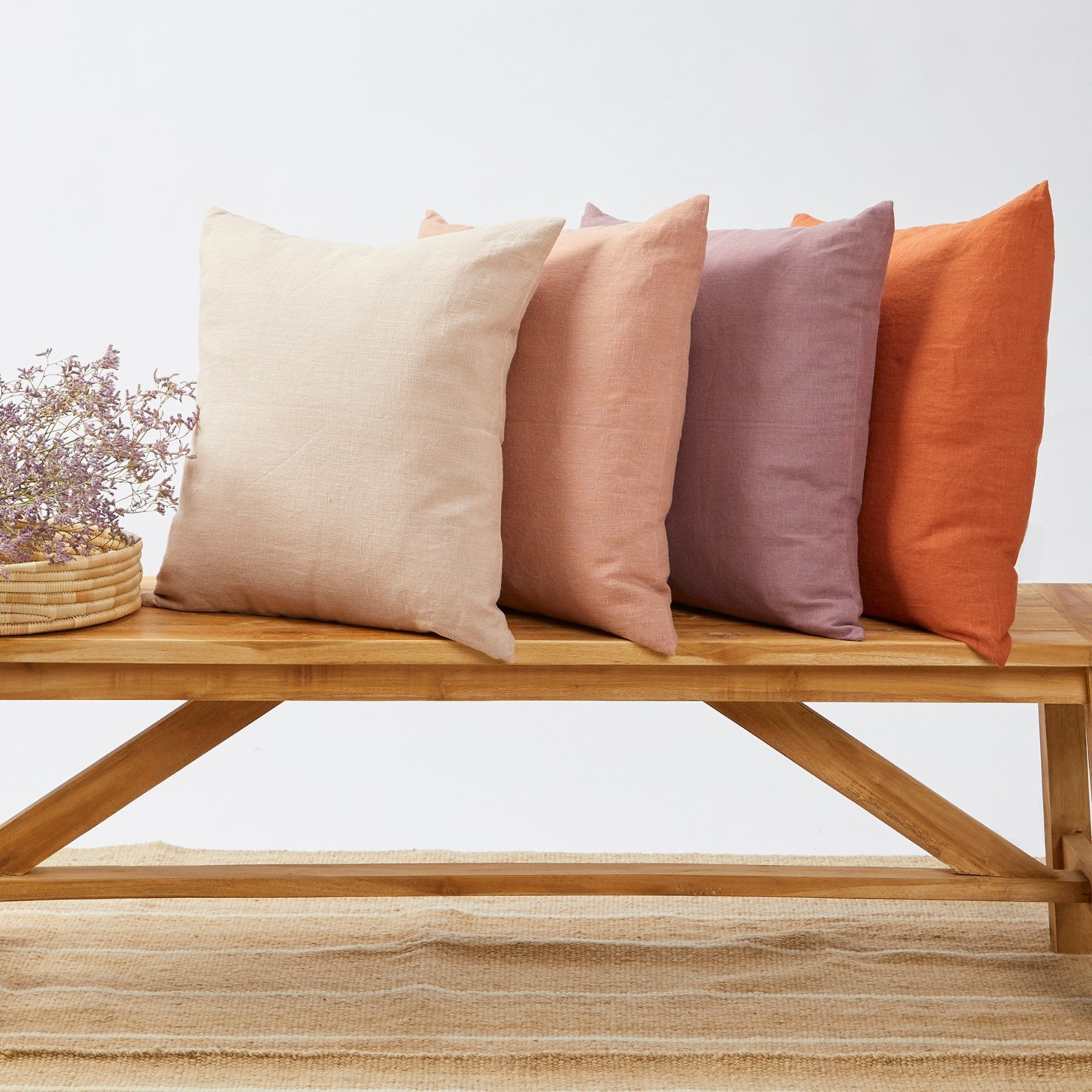 Stonewashed linen pillowcases in warm colors - By Native