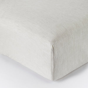 Leinen Spannbettlaken beige gestreift - By Native
