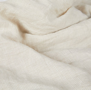 Leinen Spannbettlaken Detail, Farbe beige gestreift - By Native