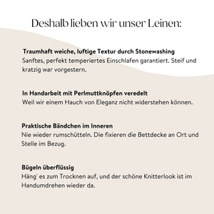 Stonewashed Leinen-Spannbettlaken, beige gestreift - By Native
