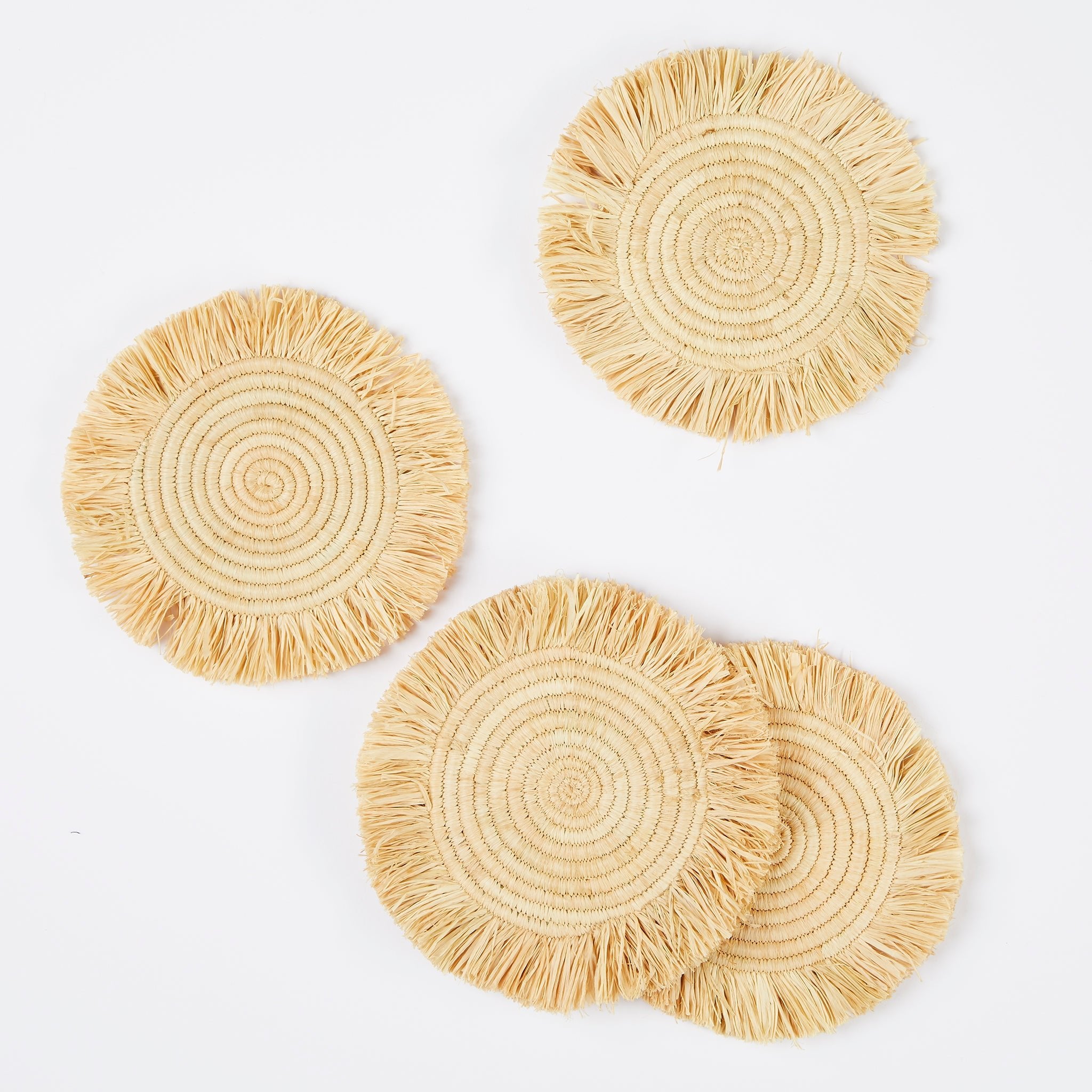 Untersetzer mit Fransen aus Raffia, 4-er Set - By Native